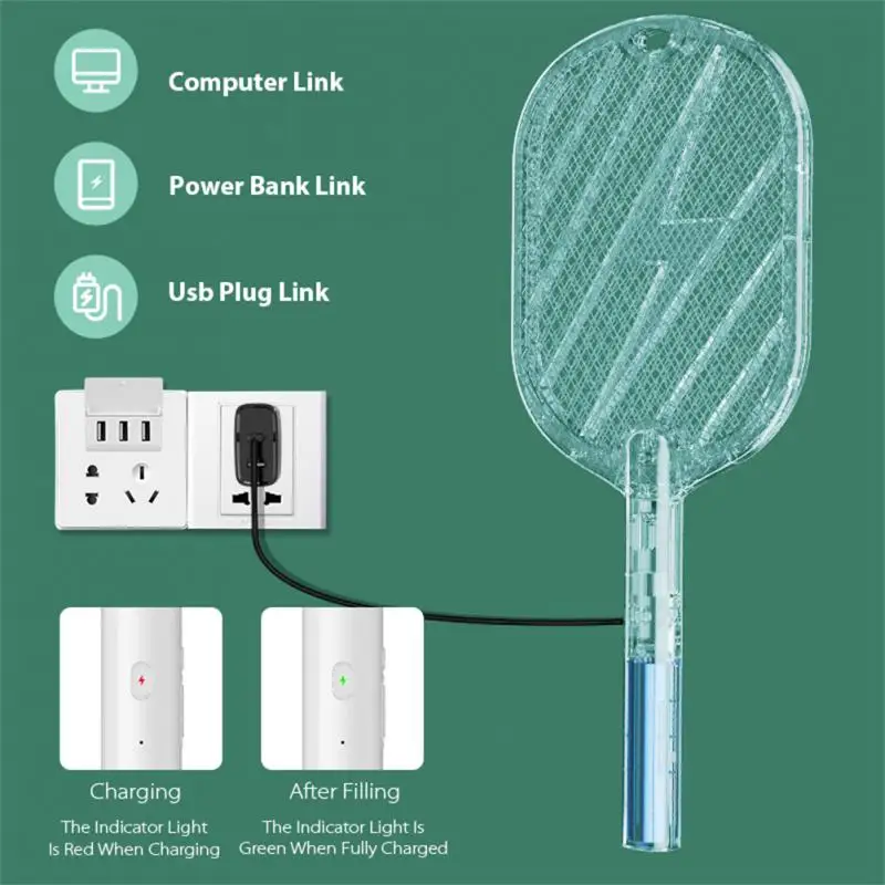 

2 In 1 Mosquito Swatter 3500V Electric Insect Racket Swatter Zapper USB Rechargeable Bug Zapper Mosquito Swatter Mosquito Killer