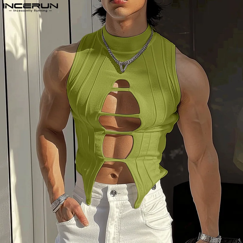 Мужская майка INCERUN с высоким воротником