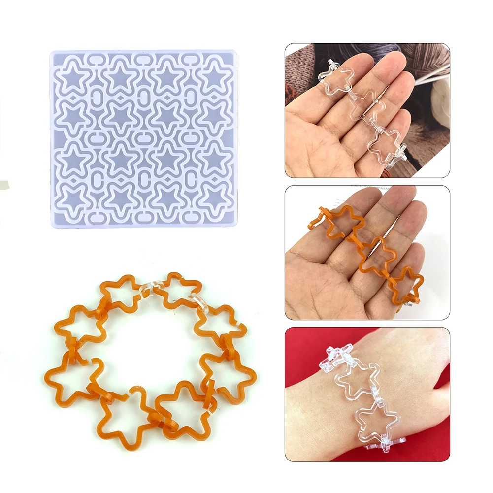 

Diy Crystal Drop Glue Ornament Mold Stitching Hollow Star Chain Jewelry Bracelet Pendant Silicone Mold