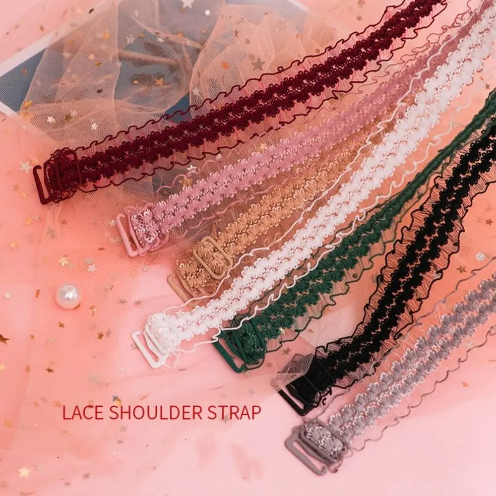 

2 pairs Flower Lace Wide Shoulder Strap Mesh Hollowed Bra Strap Bra Accessories Lingerie Strap Belt for Women