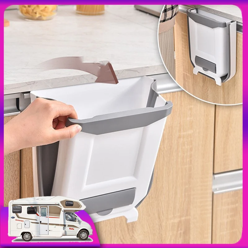 

RV Foldable Trash Can Camping Car Accessory Caravan Motorhome Home Car Kitchen Equipment Car Storage Garbage Can New