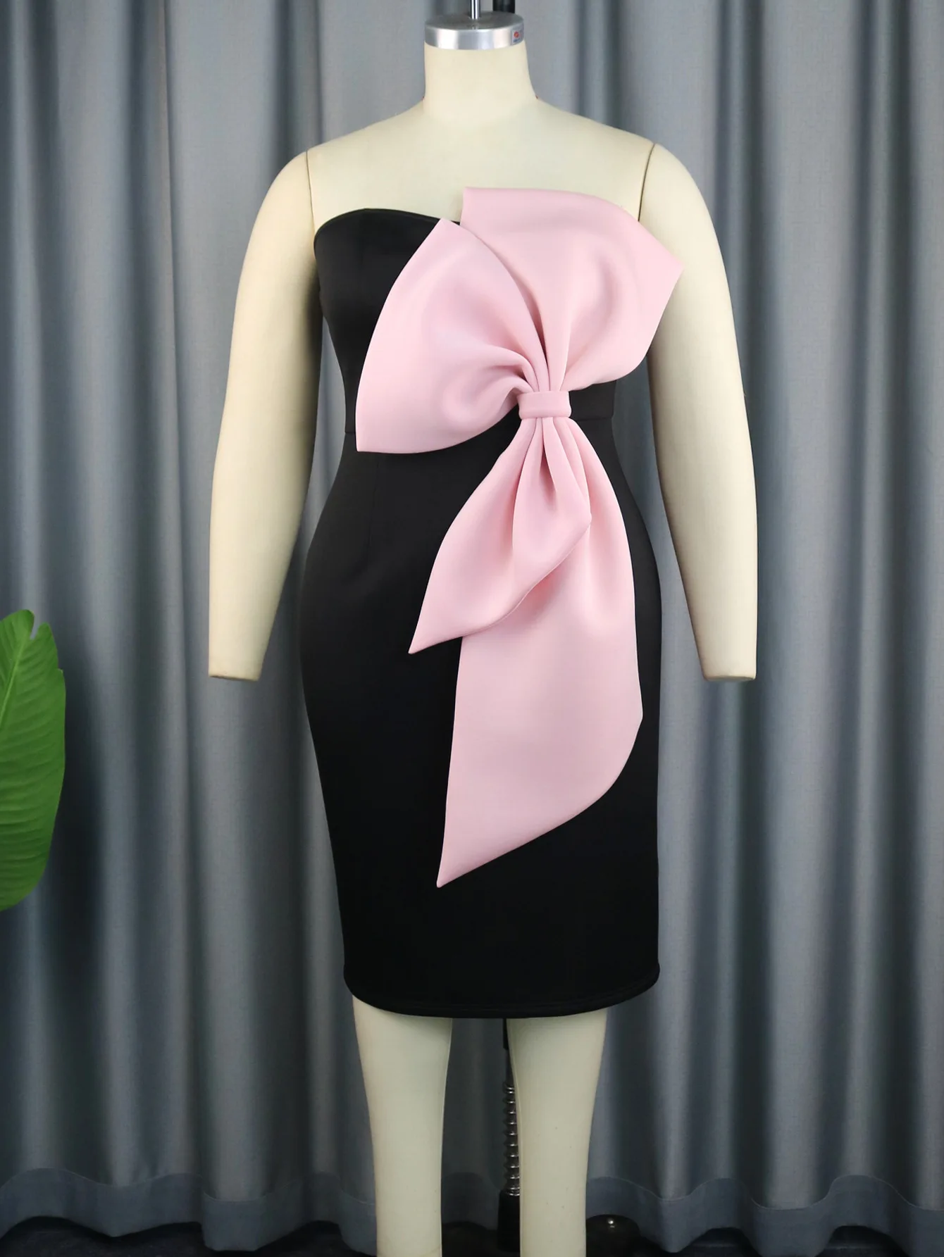 Plus Size Bow Prom Dress For Chubby Women Sleeveless Pretty Clothing Female Luxury Robe 2023 Summer Trendy Party Midi Dress