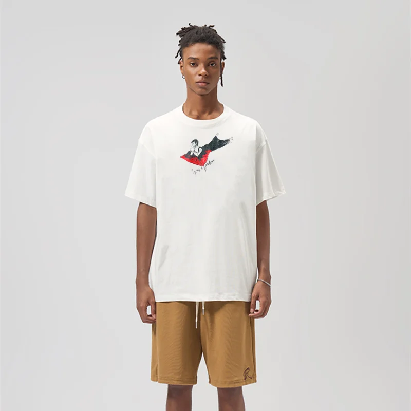 

Летняя мужская футболка Yohji Yamamoto Y-3 23, хлопковый Свободный Топ с коротким рукавом для мужчин и женщин с абстрактным рисунком сакуры