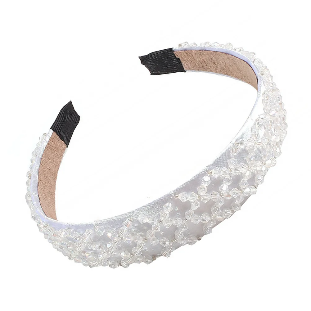 

1pc Imitation Crystal Hair Hand Knitting Beads Head Fashion Hair Band Hair Decoration for Female White