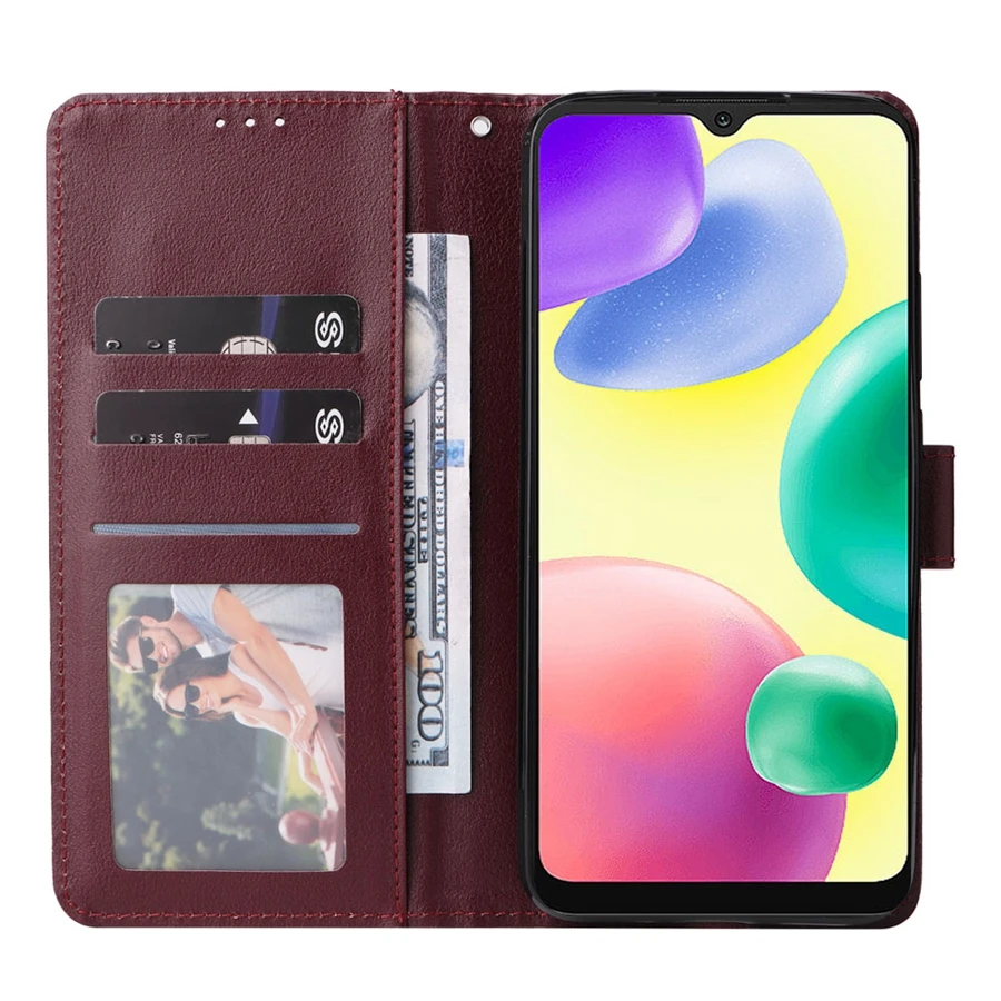 Кожаный чехол-бумажник с ремешком для Xiaomi Redmi 11 Prime 10 10A 10C Power 9 9A 9i 9C NFC 9T 8 8A 7 7A 6 5 Plus 5A