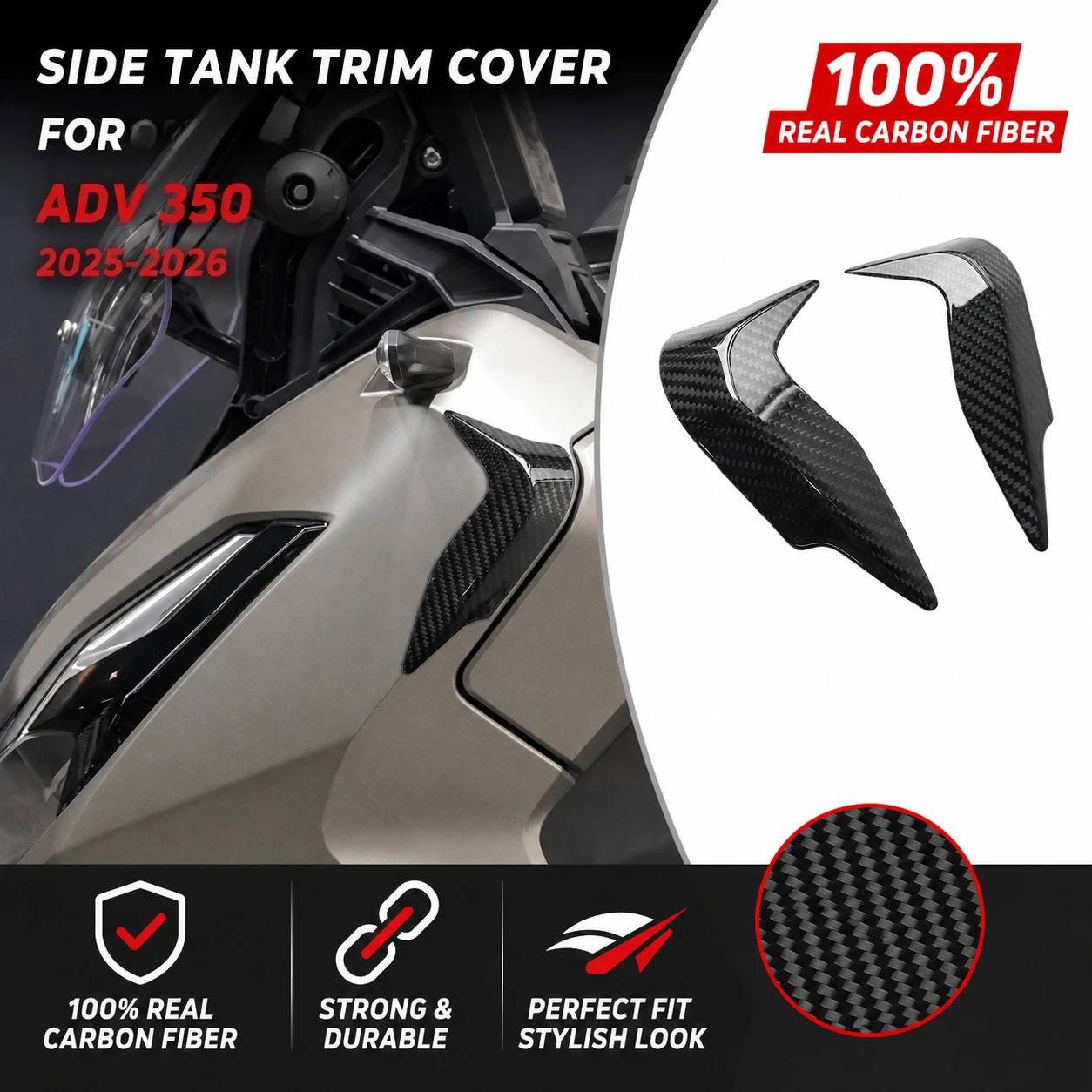 Фото Защитная накладка на передний обтекатель мотоцикла из карбона для HONDA ADV 350 2025-2026 №1