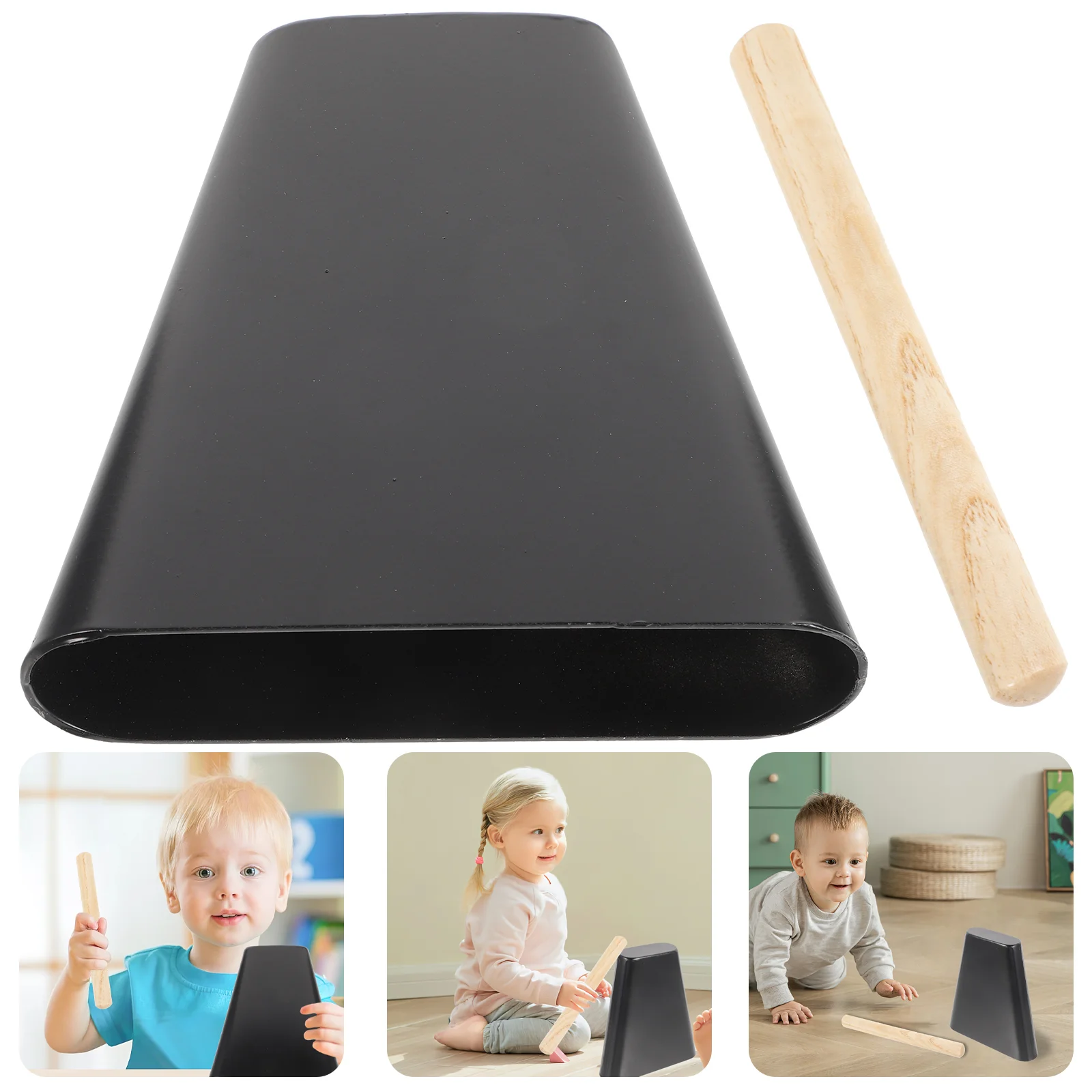 

Cowbell Bass Stick Kids Percussion Instrument Drum Beater Children Cheering Bell Metal Balck Noise Maker