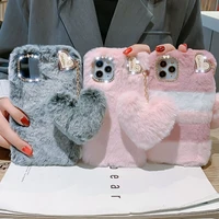 luxury diamond fur phone case for xiaomi redmi note 11 10 pro 9 11s 10s 10c 9s 9a 9t mi 12 11t warm plush shockproof soft cover