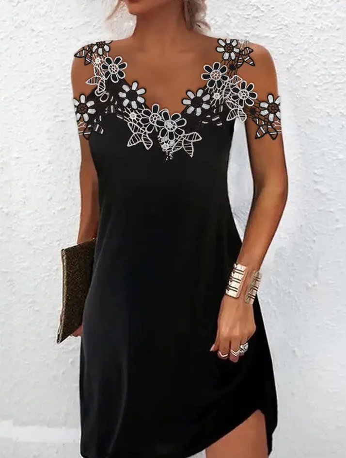 

Elegantes Sexy Lace V Neck Midi Dresses Summer Evening Black Robe for Women Dress Vestido De Fiesta Causal Para Mujer Vestidos