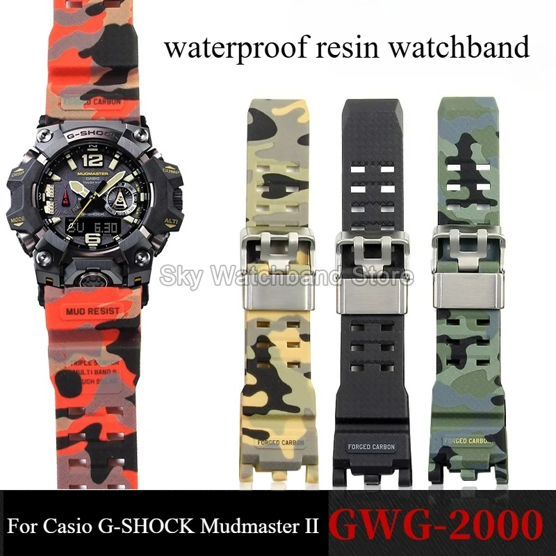 Фото Ремешок для часов из смолы для Casio G-SHOCK Mudmaster II GWG-2000 GWG-2040, водонепроницаемая цепочка для часов в спортивном стиле, черный, красный, зеленый, хаки №1