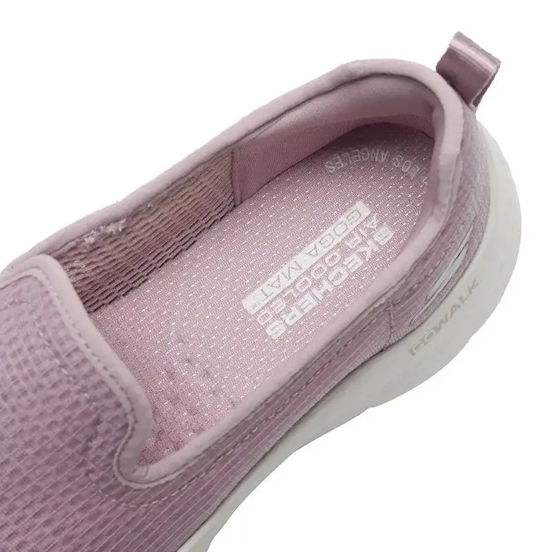 Фото Женские прогулочные туфли Skechers без шнуровки, цвета маво, из трикотажной сетки, с легкой амортизацией и поддержкой свода стопы, удобные повседневные лоферы, кроссовки 124847-MVE №5