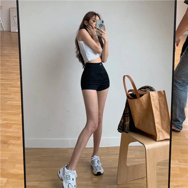 Шорты женские джинсовые с завышенной талией пикантная винтажная одежда модные