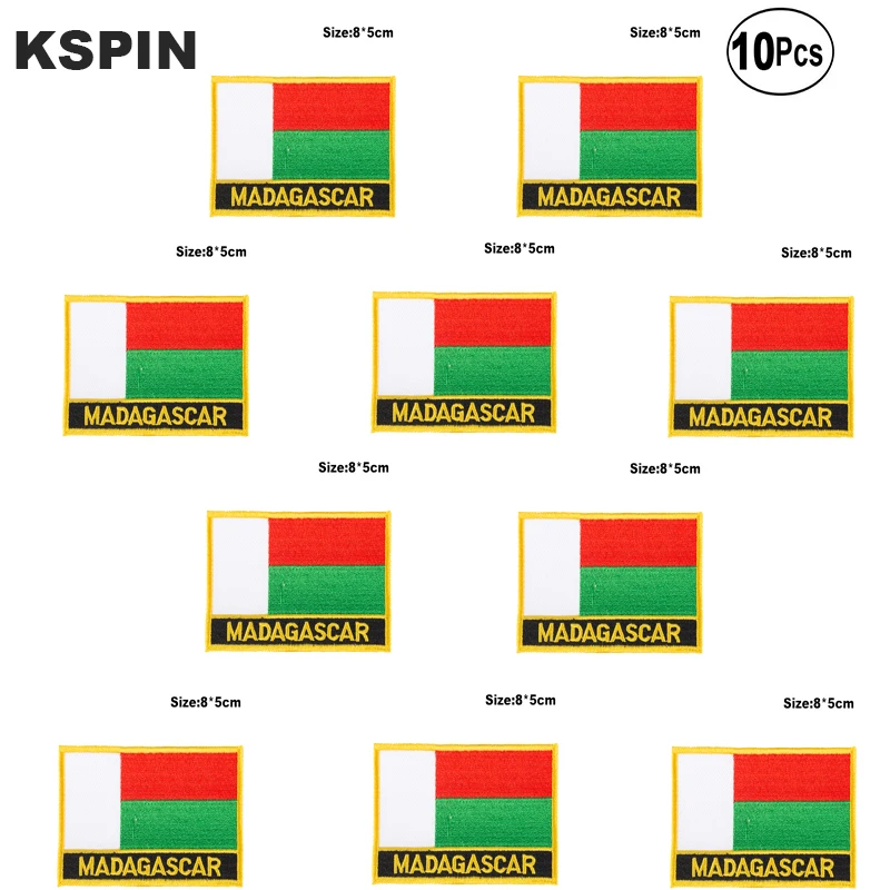 

Madagascar Flag Embroidery Patches Iron on Saw on Transfer patches Sewing Applications for Clothes in Home&Garden
