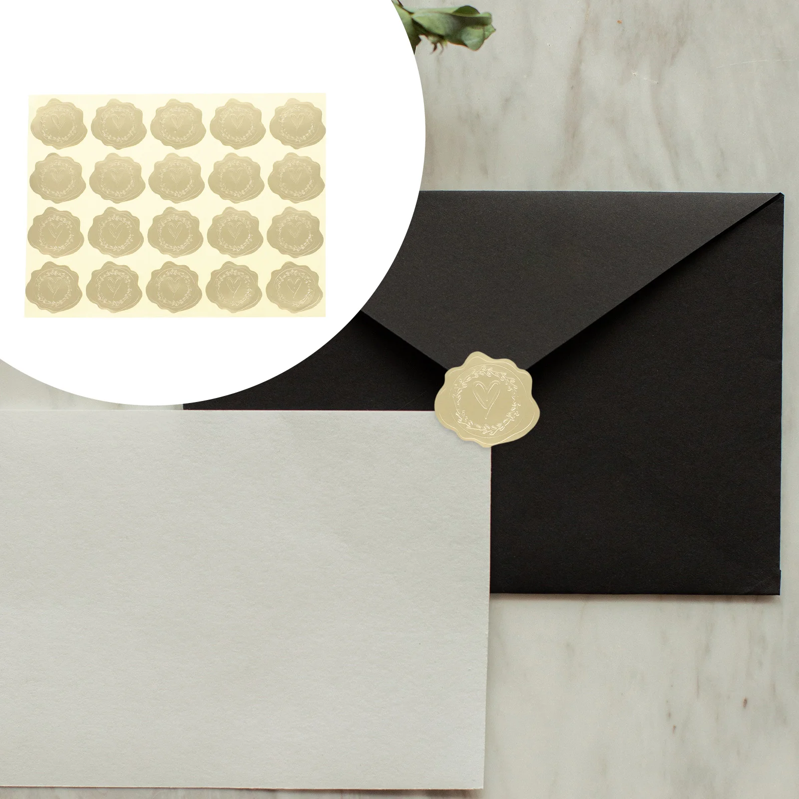 

10 Sheets Embossed Self-adhesive Seal Stickers Wedding Cards Stickers Golden