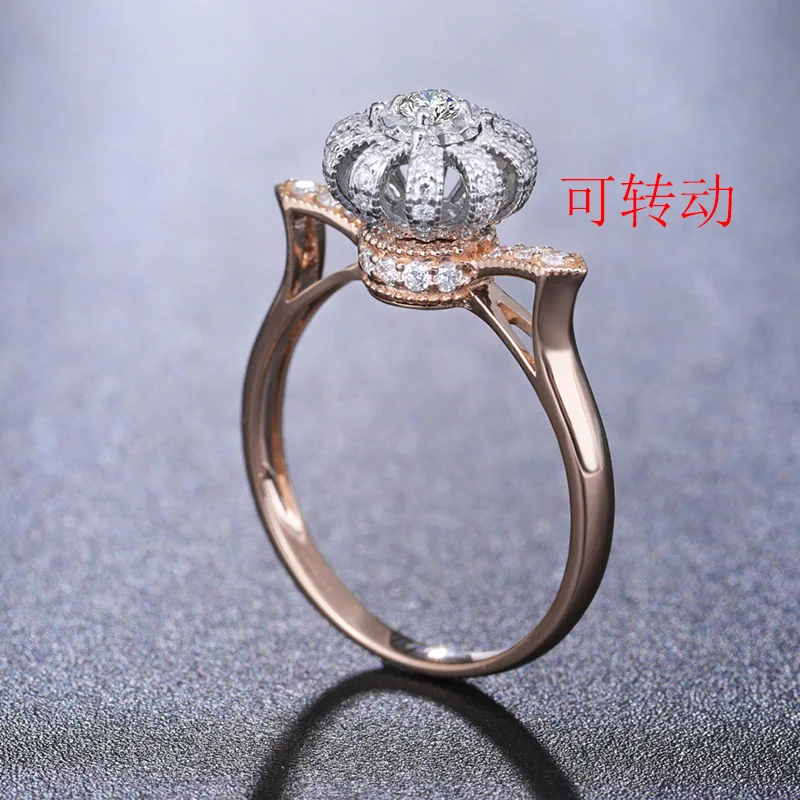 

14K rose gold Ring for Women 1.5 Carats Anillos Diamond Jewelry Pure Natural Gemstone bijoux femme Crown 14K gold Jewelry Ring