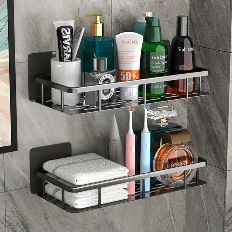 

Стеллаж для ванной комнаты, полка для душа без сверления, настенные полки для хранения для ванной комнаты, кухни, нержавеющий корзинный Орга...