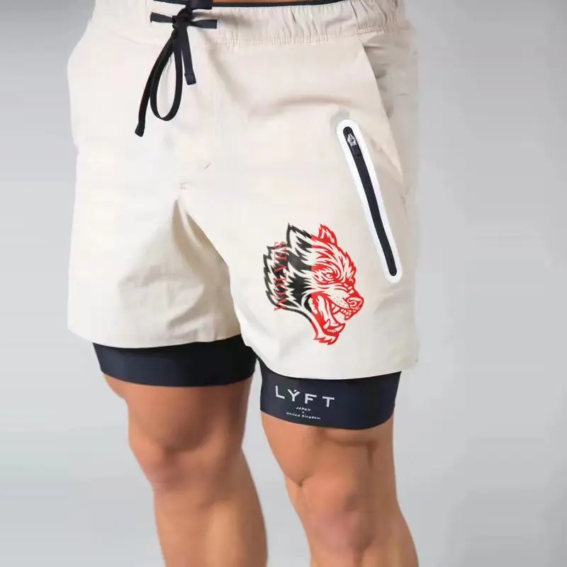 

Pantalones cortos de doble capa 2 en 1, con bolsillo incorporado en la capa interior, deportivos para correr, gimnasio, la playa