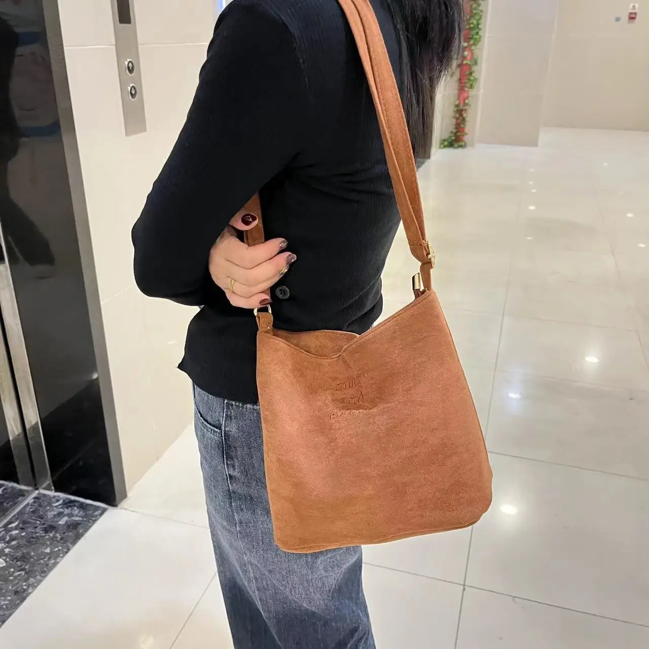 Женская бархатная сумка-тоут Миягава модная текстурная сумочка на одно плечо