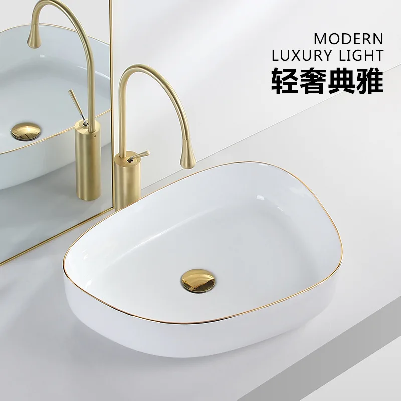 

Light luxury Phnom Penh countertop basin bathroom washbasin balcony washbasin ceramic washbasin personality home washbasin