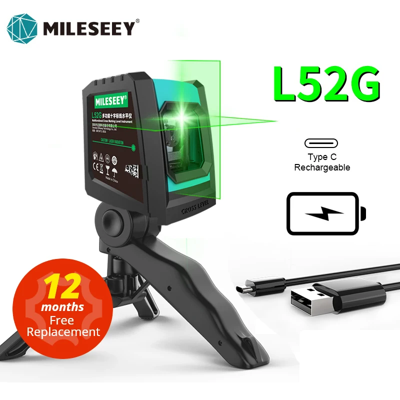 MiLESEEY 2 라인 레이저 레벨 L52R L62 360 레이저 레벨 L6 nivel 레이저 배터리 및 삼각대 лазерный уровень