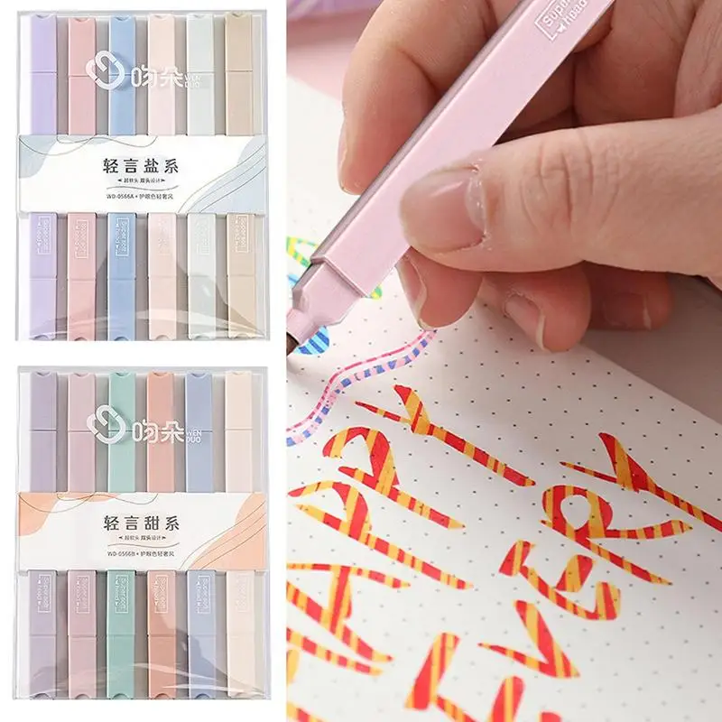 

Pastel Highlighter Set Double End Book Highlighters No Bleed 6 Pieces Fast Dry & Easy To Hold Highlighter Set School Supplies