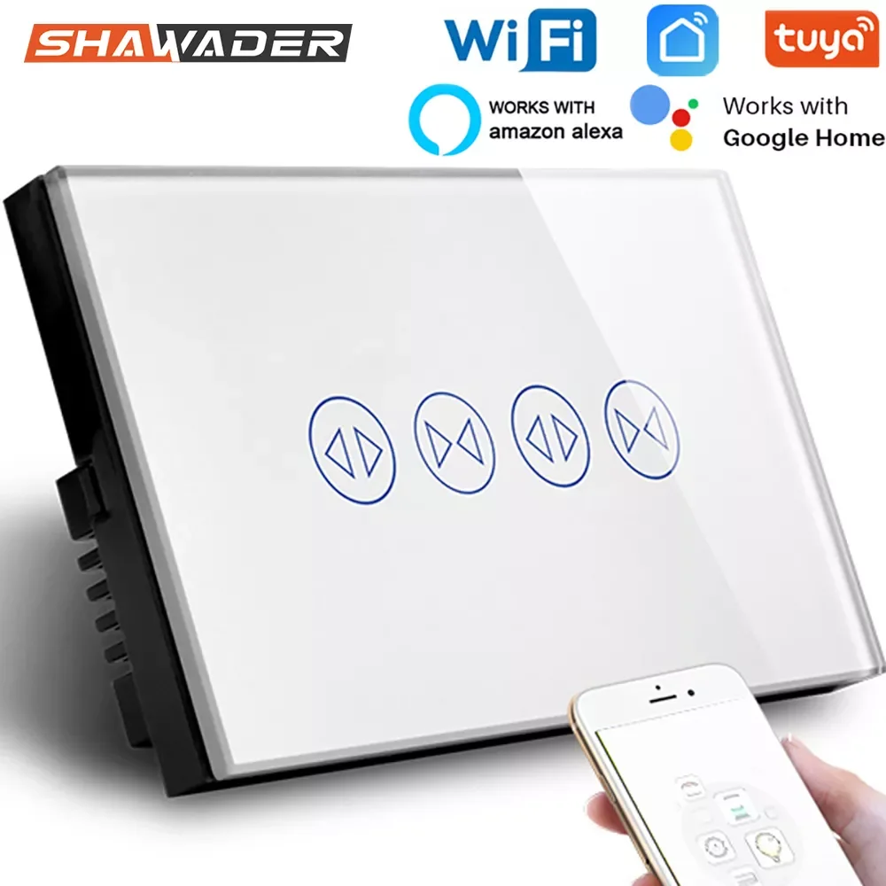 

NEW2023 умный Wi-Fi двойной переключатель затвора сенсорный экран стеклянная панель беспроводной пульт дистанционного управления от Smartlife Alexa ...
