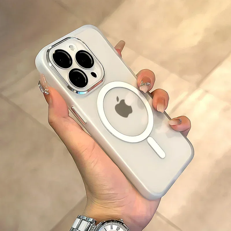 Оригинальный титановый серый чехол для iPhone 15 Pro Max Magsafe чехлы 12 13 14 14Pro Plus защита