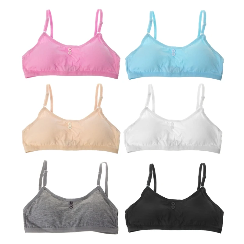 

Popular Solid Color Girl Training Bra Crop Sports Bras for Girl with Thin Straps