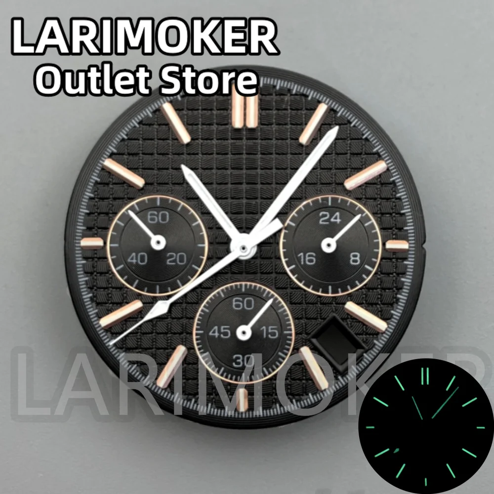 LARIMOKER 31 5 мм черный циферблат с розовым краем подходит для механизма VK63 VK64