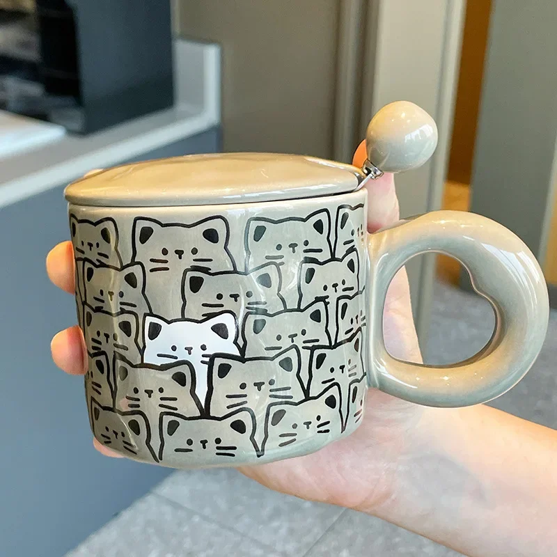 Фото Новая милая керамическая кружка с котиком, кофейная кружка, рождественская чашка, оригинальная посуда для напитков, чашка для чая, персонализированный подарок, забавная кружка для пива, дорожная кружка, аниме-кружка №2