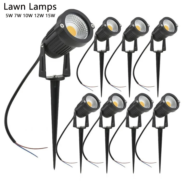 Outdoor Waterprof IP65 Garden Lights LED Lawn Lamp 220V12V24V 5W 10W 15W Landscape Spike Bulb Light Path Spotlights
