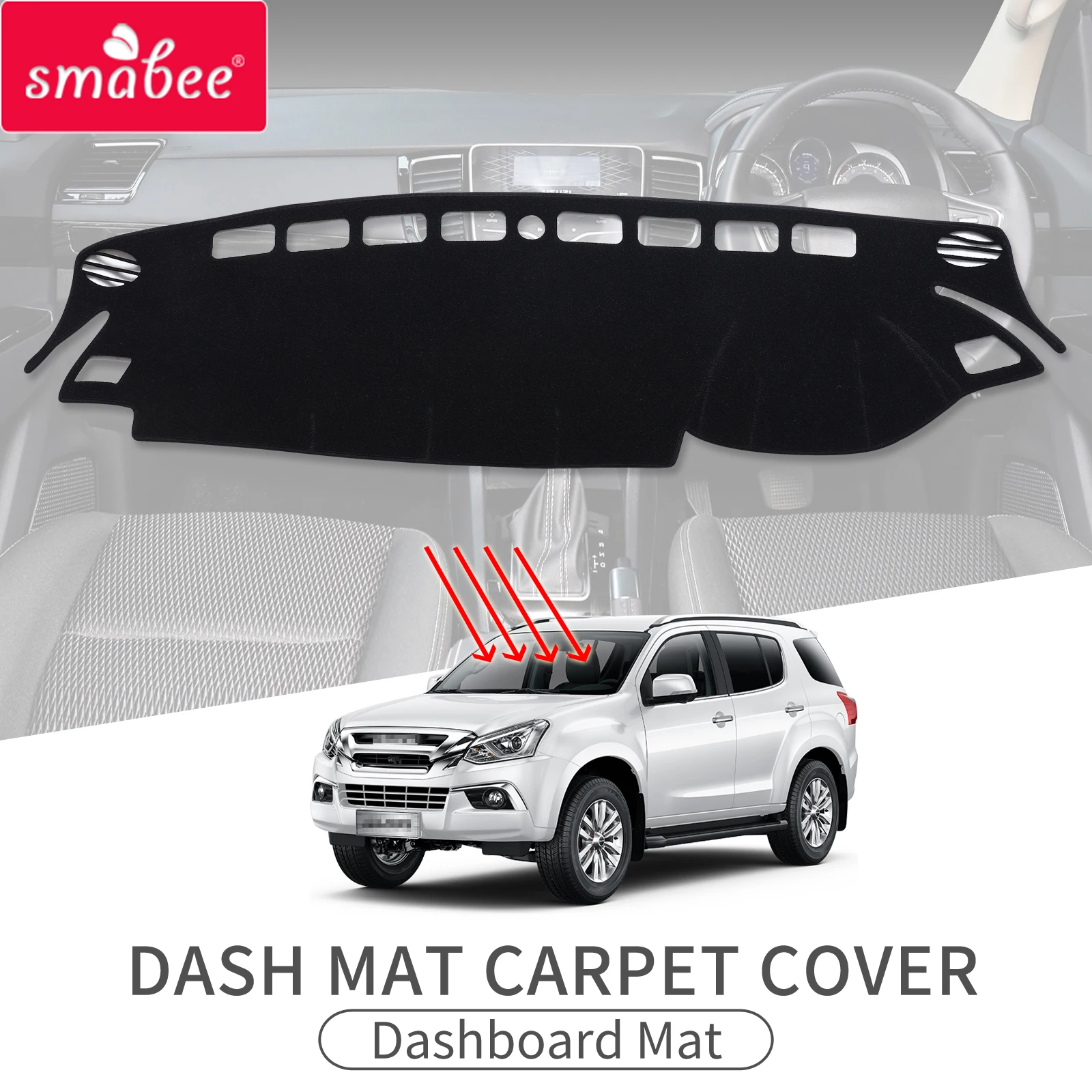 

SMABEE Dashmat Dash Mat for ISUZU D-MAX MU-X 2019 - 2022 Anti-Slip Dashboard Pad Non-Slip Cover Carpet BLACK