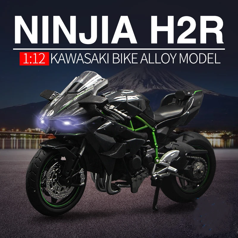

Модель гоночного мотоцикла KAWASAKI H2R из сплава в масштабе 1:12, металлическая уличная модель мотоцикла со звуком светильник, коллекционная игру...