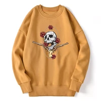 rose skull print sweatshirt for mens casual streetwear hoodie vintage tops leisure casual clothing retro winter supoleron hombre