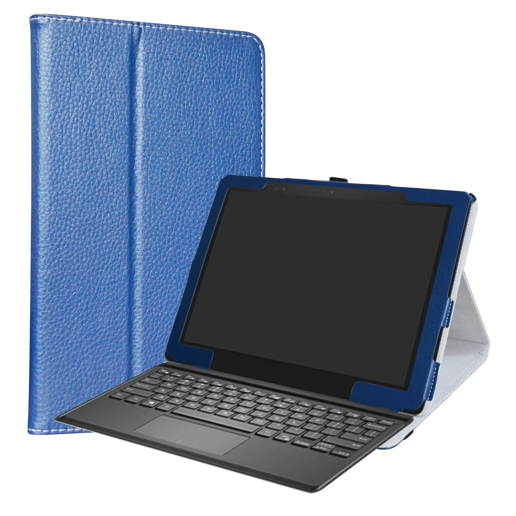 Case For Dell Latitude 5285 12.3" Tablet Folding Stand PU Leather Cover with Elastic Closure