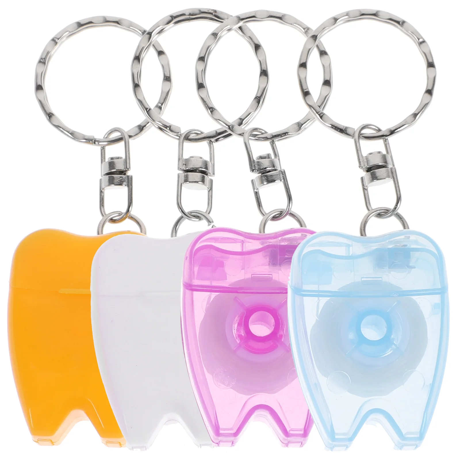 

4pcs 15M Floss Keychain Key Ring Portable Cleaning Care Cleaner for Travel Interdental Cleaners ( )