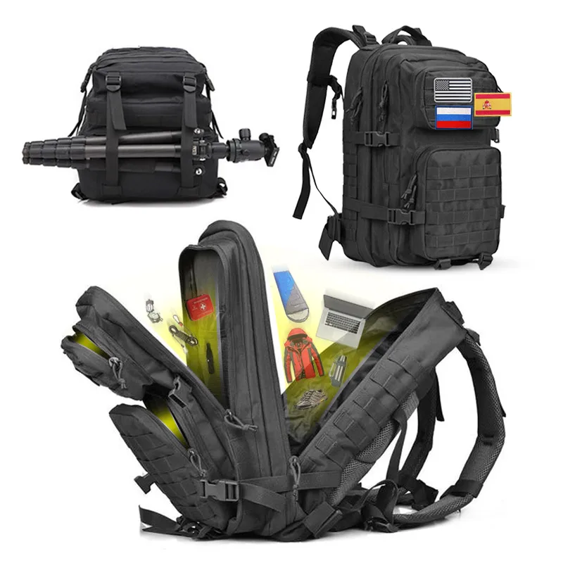 

Outdoor Tactical Backpack Men 900D Waterproof Molle Carrying System 50L Army Hiking Travel Bag Camping Equipment EDC Rucksack