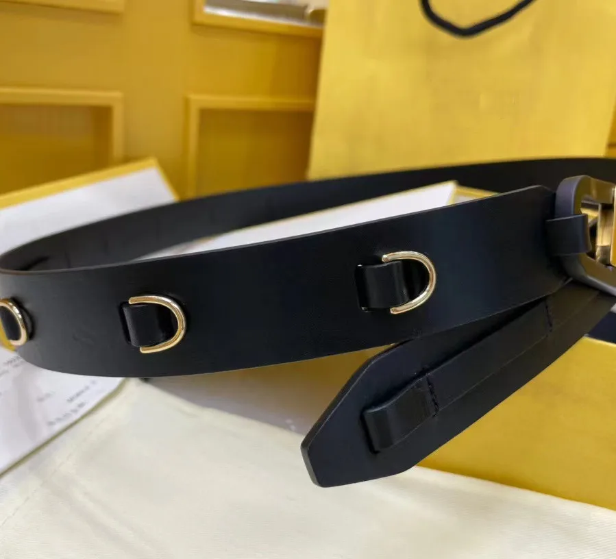 

2023 high-end women's belt brand boutique leather top layer leather belt for women's belt westernized gold buckle
