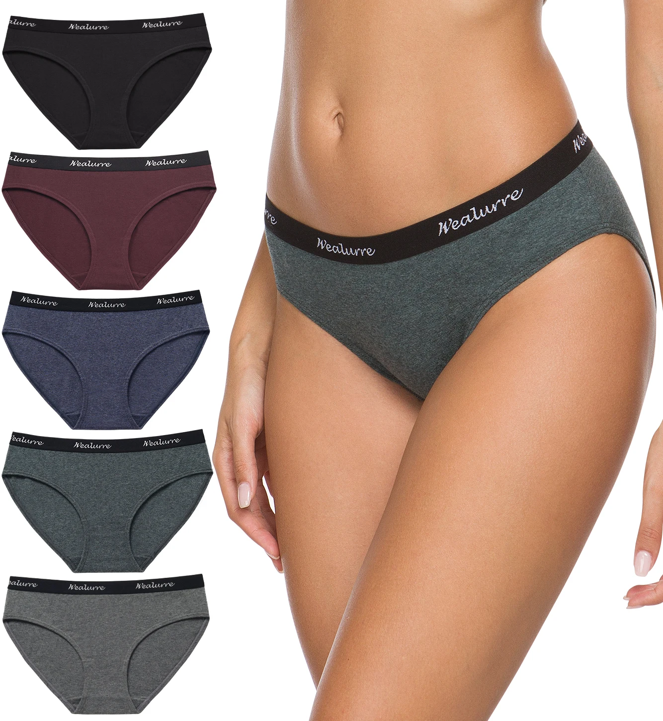 

Wealurre Womens Underwear Cotton Bikini Breathable Sport Low Rise Panty for Women Multipack
