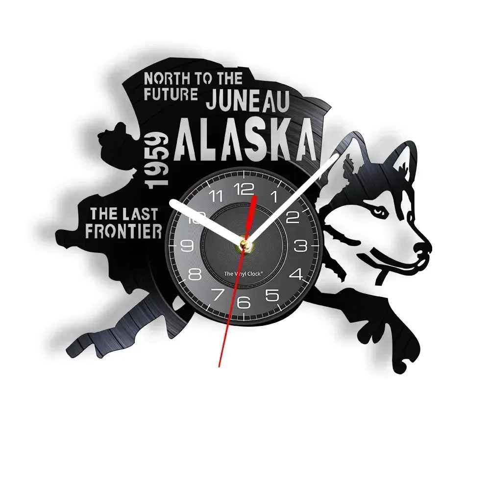 The Last Frontier Alaska Decor USA Cityscape виниловые часы North To Future Juneau современный винтажный