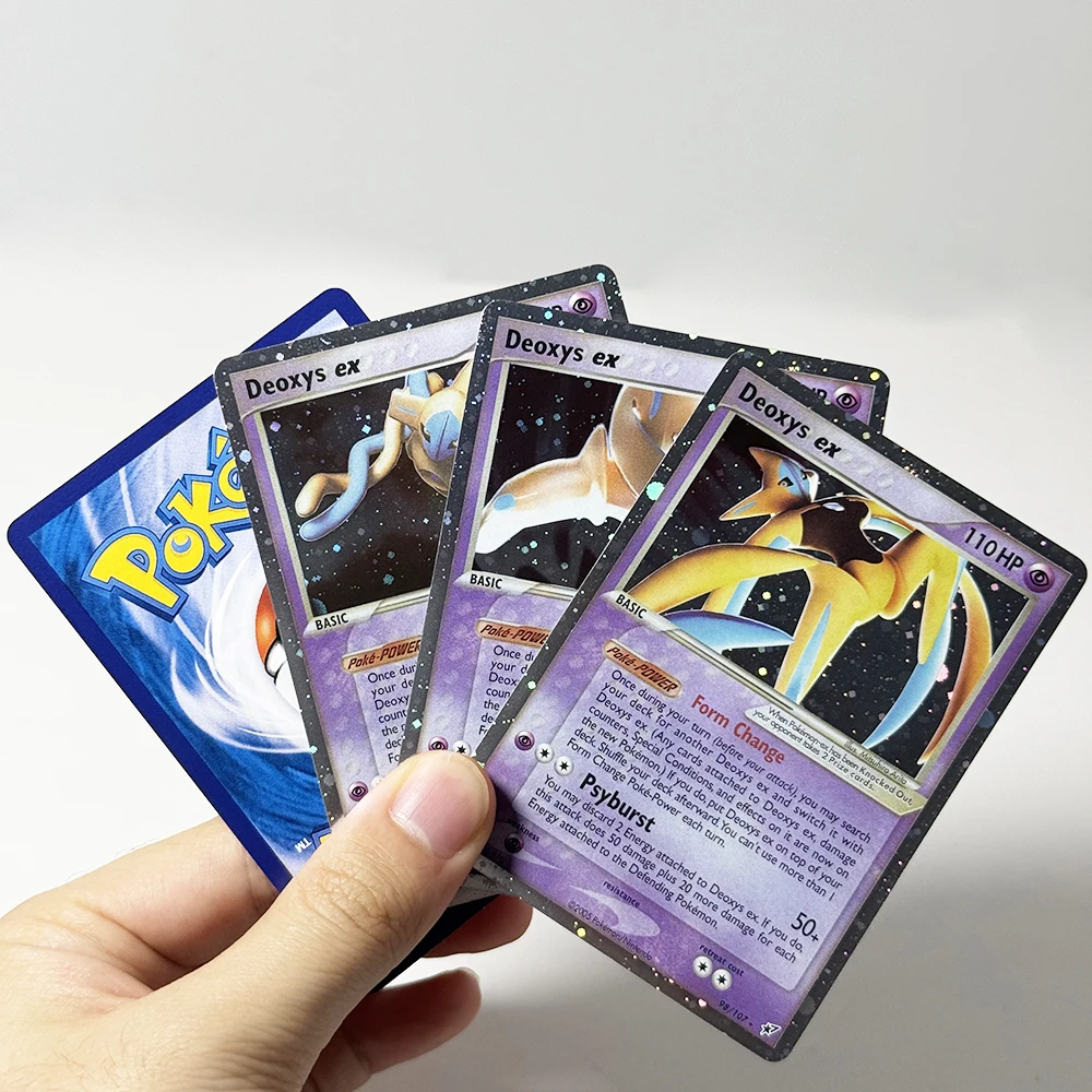 Фото Pokémon English PTCG Old Starry Sky Flash Game Foil DIY Card Пикачу Мьютвоу LV.X Мью Джирачи Деоксис ex97/98/99 Мью ex Джирачи ex №5