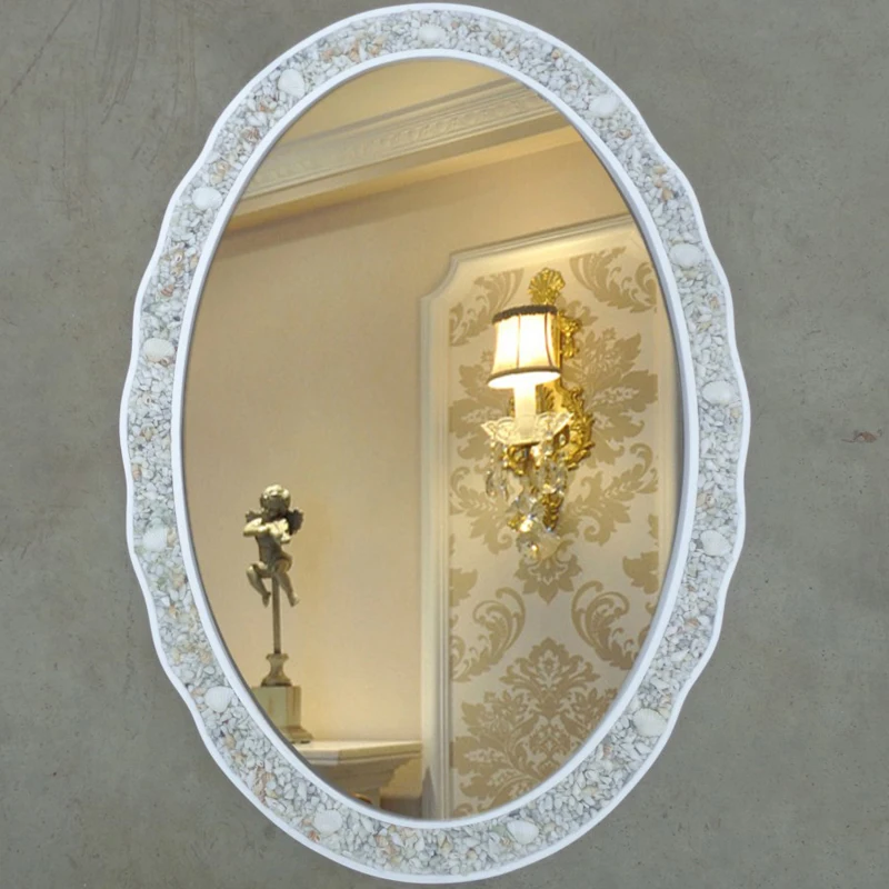 

White Oval Wall Mirror Vanity Hallway Aesthetic Luxury Nordic Design Macrame Table Makeup Mirror Round Maison Vintage Room Decor