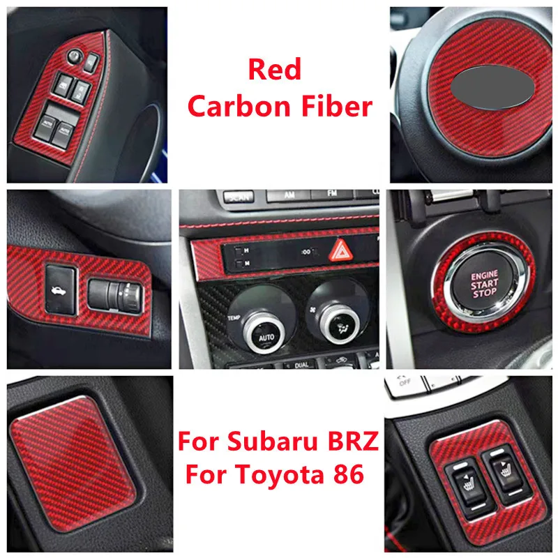 

Red Carbon Fiber Car Inner Decorative Cover Trim Decal Sticker For Subaru BRZ For Toyota 86 Trim Strips Car Interior Accessories