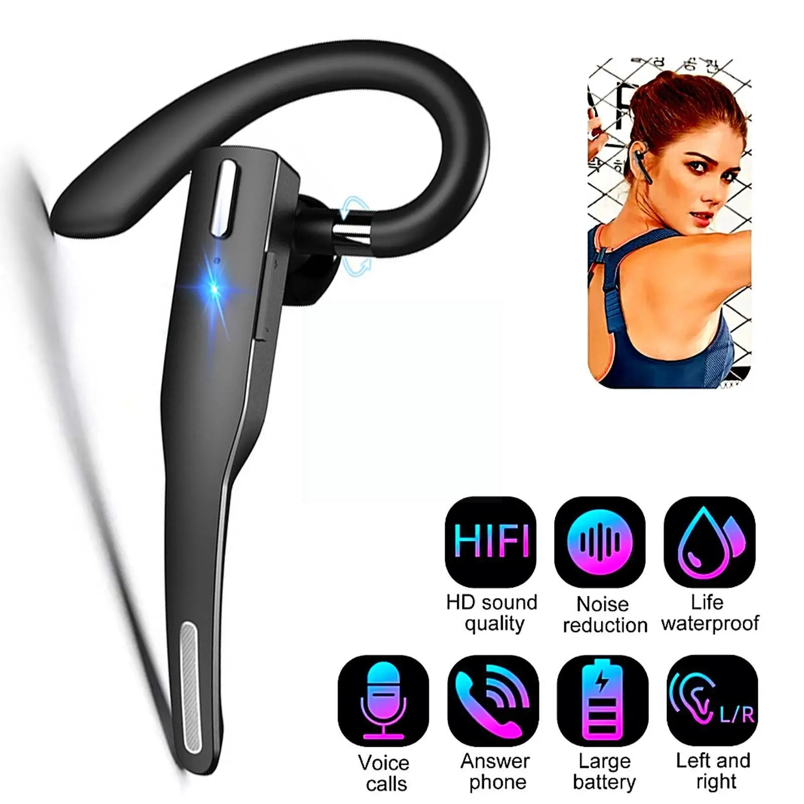 Drive Bluetooth-comptiable Business Earphone Wireless Earbuds Single Handsfree For Driving Call Headphone Microphone Bus S4k4