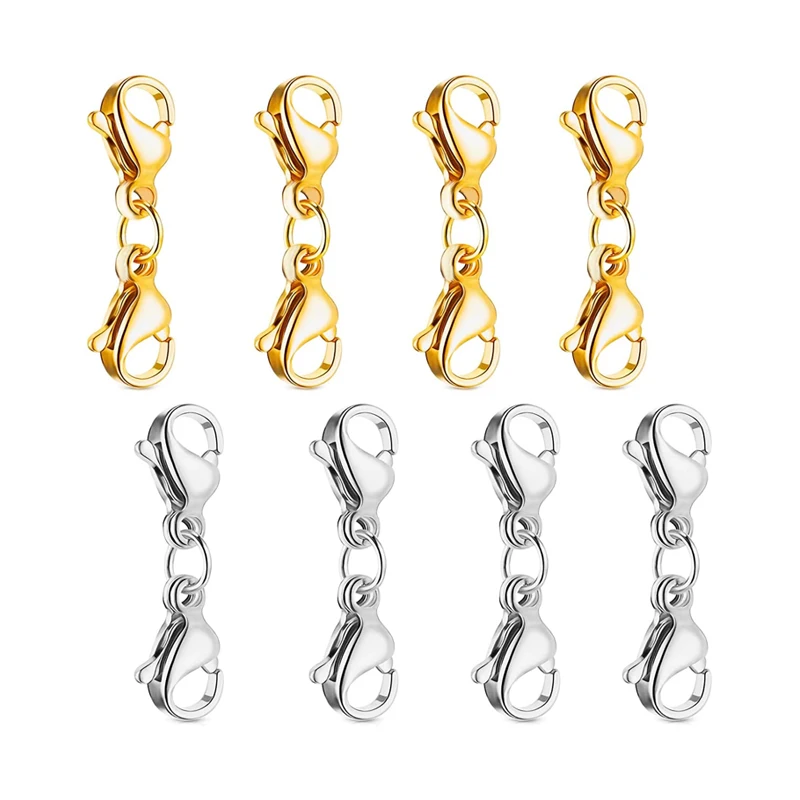 

5 Sets Stainless Steel Double Lobster Claws Clasp Bracelet Extension Connector Clasps Suppllies for DIY Necklace Jewelry Making