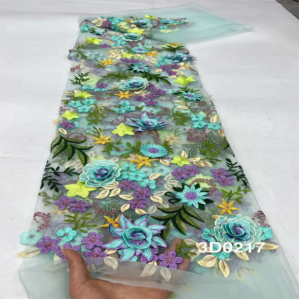 2024 высокое качество модная оптовая продажа 3D цветочная аппликация новый тюль