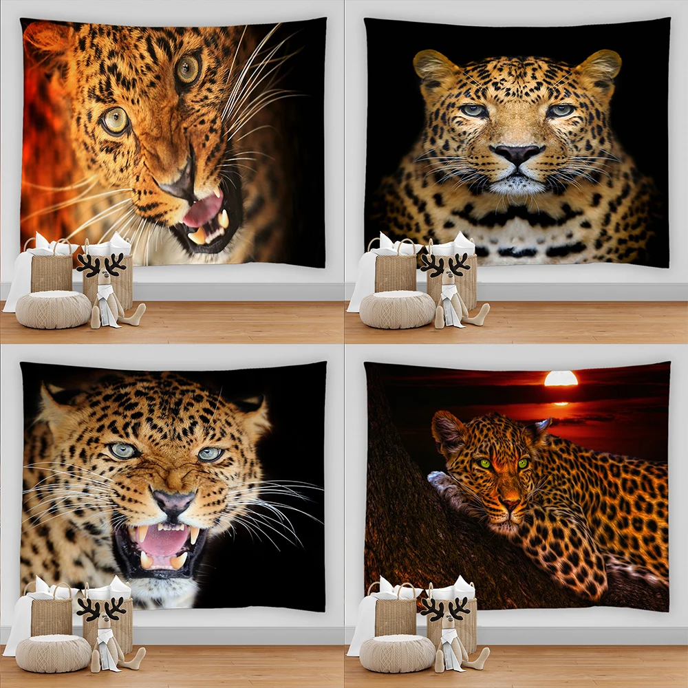 Настенный декоративный гобелен в виде животных, леопарда, джунглей