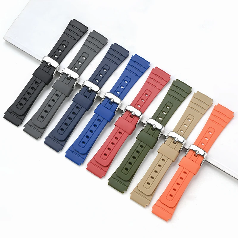 Ремешок из смолы для Casio F-91W F-84 F-105 A158 159 AE-1200 1300 спортивная пряжка нержавеющей
