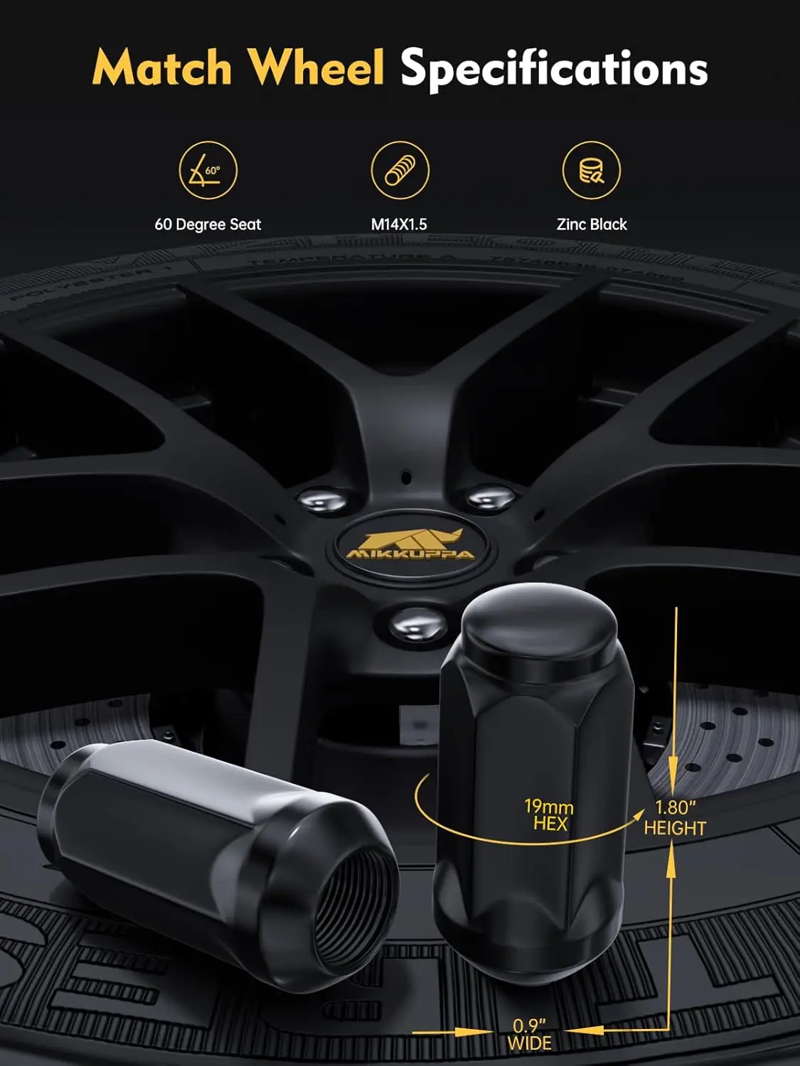 MIKKUPPA 24 шт. M14x1 5 узкие гайки с проушинами-3/4 дюйма шестигранные высота 1 8 ширина 0 9