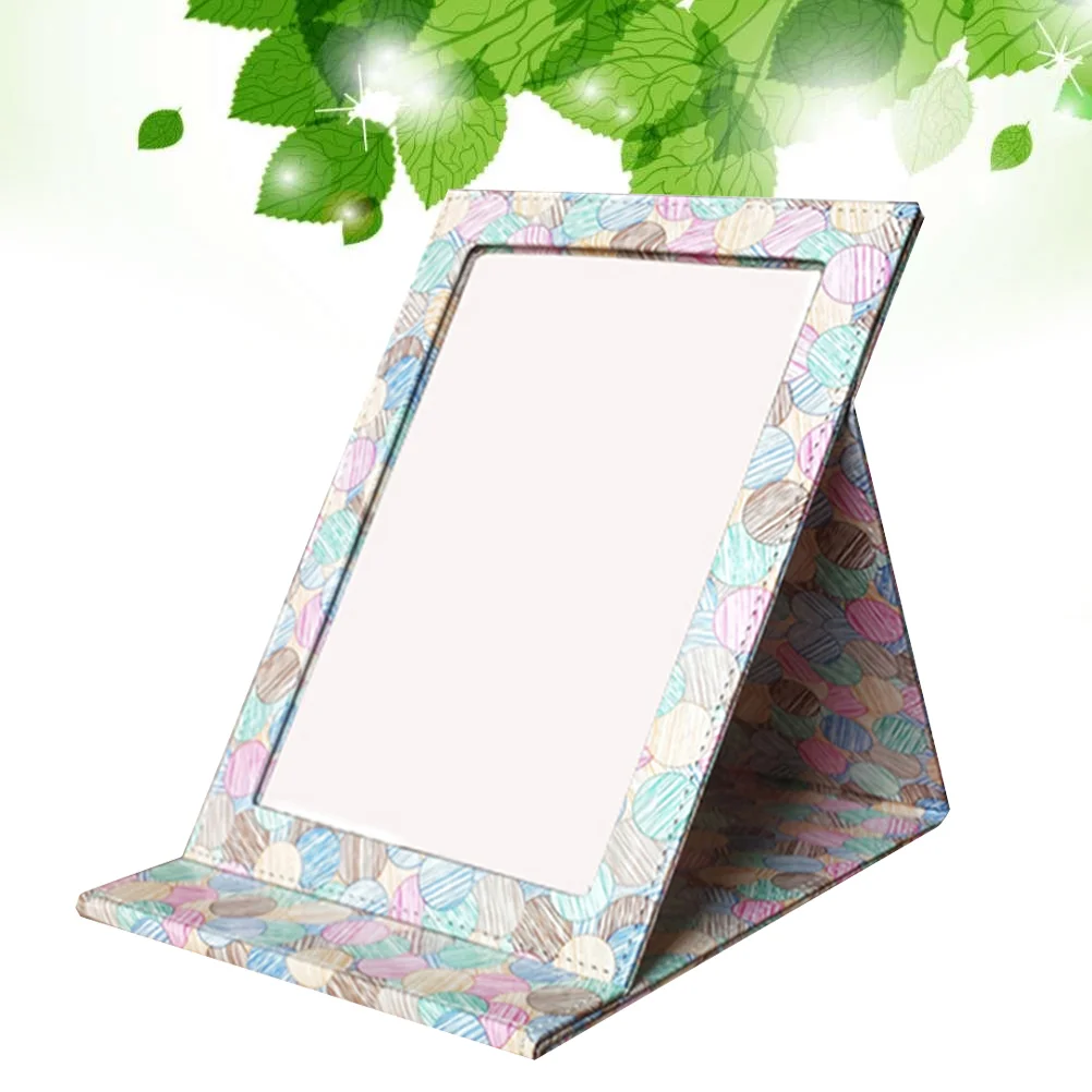 

1pc Folding Travel Vanity Mirror with Desktop Standing Makeup Mirror for Personal Beauty Portable Mirrors PU